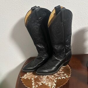 Justin Boots Black and Gold Cowboy Boots